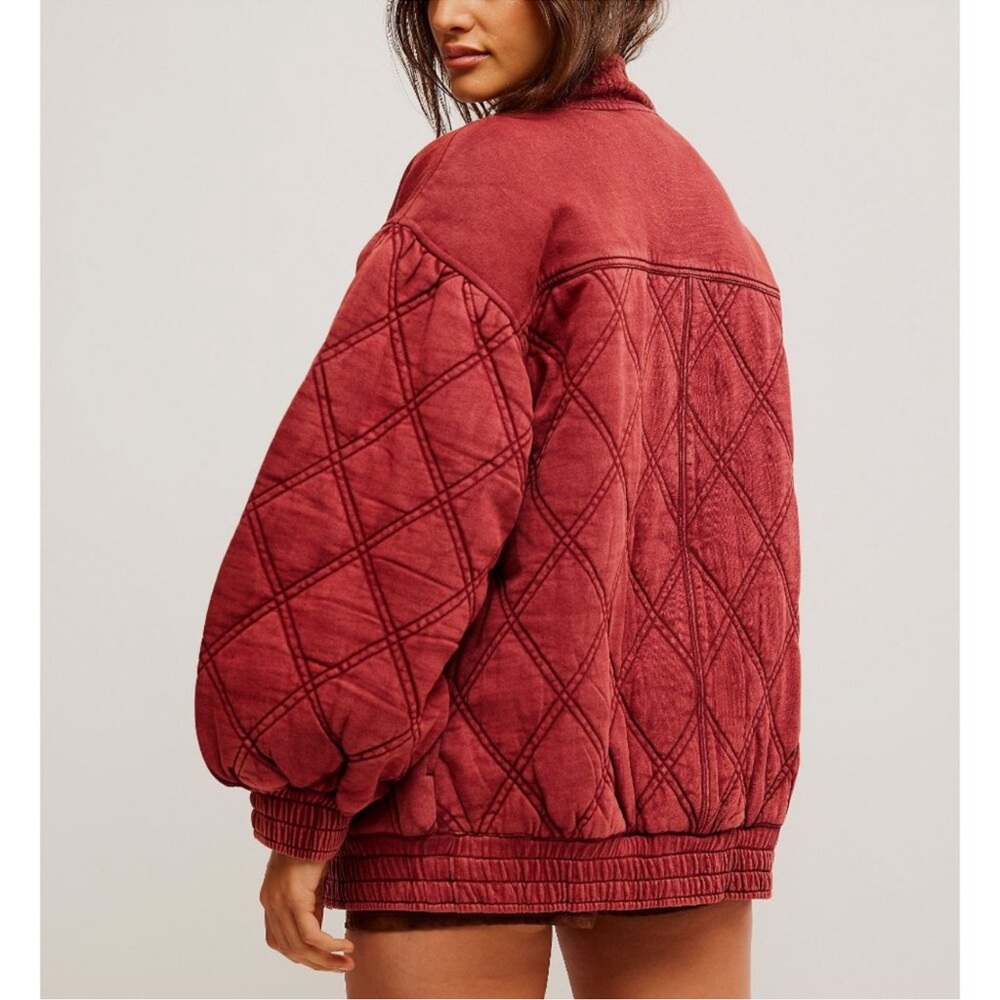NWT Free People Juno Jacket - Port π₯ Quilted Brick Puffer Coat Movement - Picture 5 of 6
